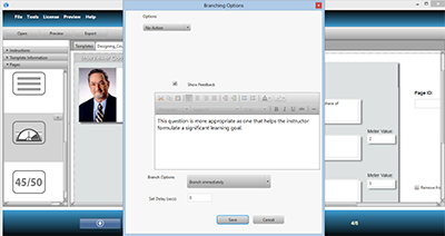 Screenshot of LodeStar eLearning Authoring tool -Feedback Page
